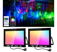 NATPOW Foco LED RGB, Luce LED Exterior 100W Luz LED RGB Proyector Con APP Bluetooth y Mando a Distancia, IP66 Impermeable Colores Floodlight que Cambia de Color para Jardines, Patios (set de 2)