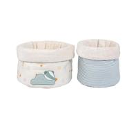 Nattou Cestas de almacenaja, De algodón y poliéster, Félix el tejón, juego de 2, Ø 20 cm y Ø 15 cm, Félix y Leo, azul claro