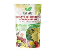 Natur, QUELATO DE HIERRO EDDHA para plantas, Reverdeciente Anticlorosis, Nutriente imprescindible, Fertilizante ecológico, Concentración ideal (6% Fe EDDHA o,o 4,8%), Plantas Verdes y Sanas, 500g