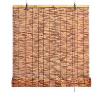 Natural Carbonización Cortina de Caña Persianas Enrollables Exterior, Partición Balcón Shade Roll-Up Blinds, para Interior,Patio, Puerta, Personalizado,100x130cm/39x51in(WxH)