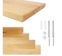 Natural Goods Berlin 1 estantería flotante de roble de 20 cm de profundidad, estantería de pared para cocina, soporte invisible, tabla de madera como estante flotante, estante colgante de madera de