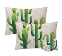 Naturaleza Cojines Exterior Jardin 50x70 cm Juego de 2 Rectangulares Cojines Cactus Outdoor Cushions Impermeable Lino Doble Cara Impresión Almohada Decorativas para Exterior Garden Chair Decor S-1466