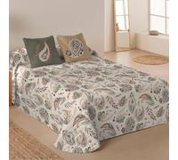 NATURALS - Colcha Bouti Estampada | Cama 135 (235x260 cm) | Microfibra Extrasuave | 1 Funda de Cojín 50x50 cm | Cubrecama Acolchado a Líneas | Ideal Primavera y Verano | Ashley