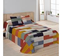 NATURALS - Colcha Bouti Estampada | Cama 180 (270x260 cm) | Microfibra Extrasuave | 2 Fundas de Cojín 50x50 cm | Cubrecama Acolchado a Líneas | Ideal Primavera y Verano | Rozko