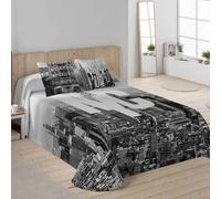 NATURALS - Colcha Bouti Estampada - Tejido 100% Algodón Extra Suave Relleno 100% Poliéster- Fabricado en España - Modelos Nueva York - Cama 90/135/150/180 cm