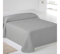 NATURALS ICEHOME - Colcha Bouti Estampada o Lisa para Verano y Entretiempo - Microfibra Extra Suave - Acolchado a Rombos - Cubrecama Reversible (L.802 Gris/Blanco, Cama 150)