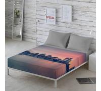 NATURALS - Juego de Sabanas Estampado - 100% Algodón Extra Suave - Incluye Sábana Encimera + 1 o 2 Fundas de Almohada + Sabana Bajera - Fabricado en España - New York - Cama 90/135/150/180 150 bed