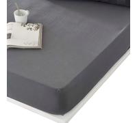 NATURALS - Sábana Bajera Ajustable Lisa - Algodón Tejido Jacquard de Alta Calidad - 3 Colores Disponibles - Extra Suave - Altura del Colchón hasta 33 cm - Cama 90/105/135/150/180 Dark Grey Bed 135