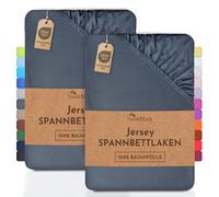 NatureMark 2 sábanas bajeras Ajustables. De algodón. Calidad Ökotex Standard 100, 100% algodón, 2er Pack 200x220 cm +40cm Steg, Gris Antracita