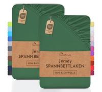 NatureMark 2 sábanas bajeras Ajustables. De algodón. Calidad Ökotex Standard 100, 100% algodón, 2er Pack 200x220 cm +40cm Steg, Verde Oscuro