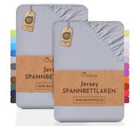 NatureMark 2 sábanas bajeras Ajustables. De algodón. Calidad Ökotex Standard 100, 100% algodón, 2er Pack 70x140 cm Kinder, Gris Plata