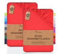 NatureMark 2 sábanas bajeras Ajustables. De algodón. Calidad Ökotex Standard 100, 100% algodón, 2er Pack 140x200 cm - 160x200 cm, Rojo