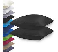 NatureMark Basic - Juego de 2 fundas de almohada (microfibra, 80 x 80 cm, 100 % poliéster, con cremallera, 80 x 80 cm, color negro)