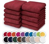 NatureMark Juego de 10 toallitas de Rizo para Cara y Manos - 100% algodón, Suaves y absorbentes - 30×30 cm, Burdeos Rojo