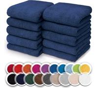 NatureMark Juego de 10 toallitas de Rizo para Cara y Manos - 100% algodón, Suaves y absorbentes - 30×30 cm, Azul Marino