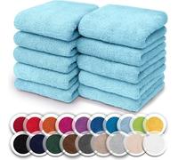 NatureMark Juego de 10 toallitas de Rizo para Cara y Manos - 100% algodón, Suaves y absorbentes - 30×30 cm, Azul Claro