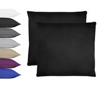 NatureMark - Juego de 2 fundas de almohada de microfibra (100% poliéster, con cremallera), 100% poliéster, Negro , 80x80cm (2er)