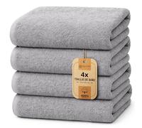 NatureMark Juego de 4 Toallas de Ducha - Toallas Suaves y absorbentes de 100% algodón, adecuadas para el Uso Diario - Gris Plateado, 70x140 cm
