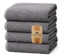 NatureMark Juego de 4 Toallas de Ducha - Toallas Suaves y absorbentes de 100% algodón, adecuadas para el Uso Diario - Gris Antracita, 70x140 cm