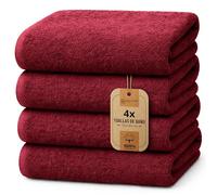 NatureMark Juego de 4 Toallas de Ducha - Toallas Suaves y absorbentes de 100% algodón, adecuadas para el Uso Diario - Rojo Burdeos, 70x140 cm