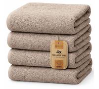 NatureMark Juego de 4 Toallas de Ducha - Toallas Suaves y absorbentes de 100% algodón, adecuadas para el Uso Diario - Arena/Beige, 70x140 cm