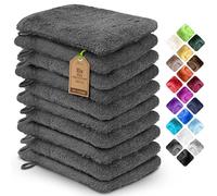 NatureMark Pack de 10 Guantes de Baño de Rizo 100% algodón - Suaves y Resistentes, Ideales para el Cuidado Diario y para Invitados - Gris Antracita, 15x21 cm