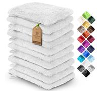 NatureMark Pack de 10 Guantes de Baño de Rizo 100% algodón - Suaves y Resistentes, Ideales para el Cuidado Diario y para Invitados - Blanco, 15x21 cm