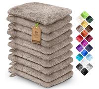 NatureMark Pack de 10 Guantes de Baño de Rizo 100% algodón - Suaves y Resistentes, Ideales para el Cuidado Diario y para Invitados - Beige, 15x21 cm