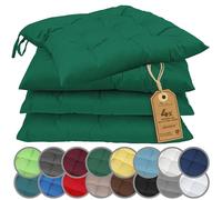 NatureMark Set de 4 Cojines para Sillas con Lazos 40x40 cm - Cojín de Asiento Relleno para Cocina, Jardín y Terraza - Color Verde Oscuro
