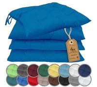 NatureMark Set de 4 Cojines para Sillas con Lazos 40x40 cm - Cojín de Asiento Relleno para Cocina, Jardín y Terraza - Color Azul Real