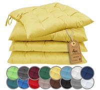 NatureMark Set de 4 Cojines para Sillas con Lazos 40x40 cm - Cojín de Asiento Relleno para Cocina, Jardín y Terraza - Color Amarillo