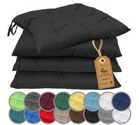 NatureMark Set de 4 Cojines para Sillas con Lazos 40x40 cm - Cojín de Asiento Relleno para Cocina, Jardín y Terraza - Color Negro