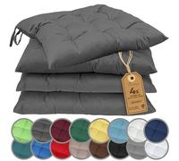 NatureMark Set de 4 Cojines para Sillas con Lazos 40x40 cm - Cojín de Asiento Relleno para Cocina, Jardín y Terraza - Color Antracita