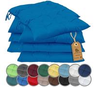 NatureMark Set de 8 Cojines para Sillas con Lazos 40x40 cm - Cojín de Asiento Relleno para Cocina, Jardín y Terraza - Color Azul Real