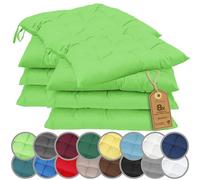NatureMark Set de 8 Cojines para Sillas con Lazos 40x40 cm - Cojín de Asiento Relleno para Cocina, Jardín y Terraza - Color Verde Manzana
