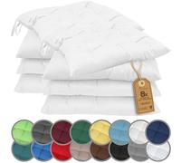 NatureMark Set de 8 Cojines para Sillas con Lazos 40x40 cm - Cojín de Asiento Relleno para Cocina, Jardín y Terraza - Color Blanco