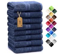 NatureMark Set de 8 Toallas de Mano - 100% Algodón - Toallas Absorbentes y Duraderas, Tamaño 50×100 cm, Azul Marino