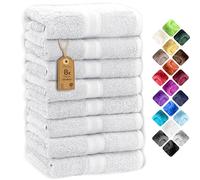 NatureMark Set de 8 Toallas de Mano - 100% Algodón - Toallas Absorbentes y Duraderas, Tamaño 50×100 cm, Blanco