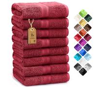 NatureMark Set de 8 Toallas de Mano - 100% Algodón - Toallas Absorbentes y Duraderas, Tamaño 50×100 cm, Rojo Burdeos