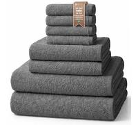 NatureMark Set de Toallas 8 Piezas 100% algodón - 4 Toallas de Invitados, 2 Toallas de Cara, 2 Toallas de baño, Juego de baño, Gris Antracita - 30x50, 50x100, 70x140 cm
