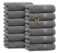 NatureMark Toallas de Invitado - Pack de 12 (30x50 cm), 100% Algodón, Certificación Oeko-Tex, Suaves, absorbentes y fáciles de cuidar - para baño, Invitados y SPA - Color Gris
