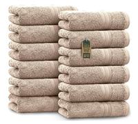 NatureMark Toallas de Invitado - Pack de 12 (30x50 cm), 100% Algodón, Certificación Oeko-Tex, Suaves, absorbentes y fáciles de cuidar - para baño, Invitados y SPA - Color Arena