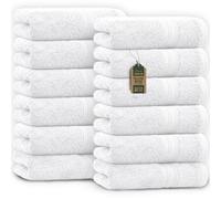 NatureMark Toallas de Invitado - Pack de 12 (30x50 cm), 100% Algodón, Certificación Oeko-Tex, Suaves, absorbentes y fáciles de cuidar - para baño, Invitados y SPA - Color Blanco