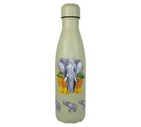 NatureVac Elefante Botella de agua aislada de 500 ml de Deluxebase. Termo de acero inoxidable verde para gimnasio, oficina, viajes, aspiradora de doble pared, a prueba de fugas y sin BPA, fría durante