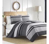Nautica 217146 Vessey Varias algodón Colcha, Gris, Cama Individual
