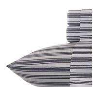 Nautica algodón de percal Juego de sábanas, Completo, Charcoal Stripe, Cama Individual