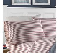 Nautica - Colección de percal - Juego de sábanas - 100% algodón, crujiente y Fresco, Ligero y Absorbente de la Humedad, 4 Piezas, Queen, Coleridge Red