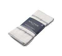 Nautica Cotton Classics - Juego de Toallas de Cocina de 3 Piezas, 18 x 28 Pulgadas, Rayas Blanco/Gris