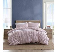 Nautica - Funda de edredón tamaño Queen, Ropa de Cama Reversible de algodón con Cierre de botón, decoración Casual del hogar para Todas Las Estaciones (Coleridge Stripe Red, Queen)
