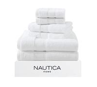 Nautica - Juego de 6 Toallas de baño, absorbentes y Resistentes a la decoloración, decoración de baño de Moda (Blanco océano, 6 Piezas)